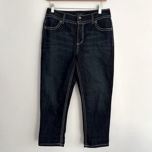 Dark Blue Denim Jeans with Contrast Stitching
